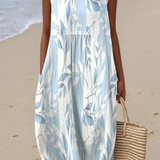 Joy | Levélmintás Midi Ruha