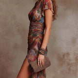 ANDREA - Boho Ráncolt Midi Ruha