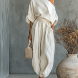 Linen Szett Off-Shoulder Nadrág