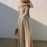 Linen Blends Casual Pants Set