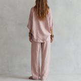 Casual Off-shoulder Top és Széles Szárú Nadrág Szett