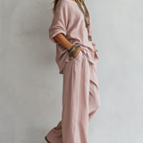 Casual Off-shoulder Top és Széles Szárú Nadrág Szett