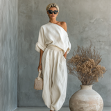 Linen Szett Off-Shoulder Nadrág